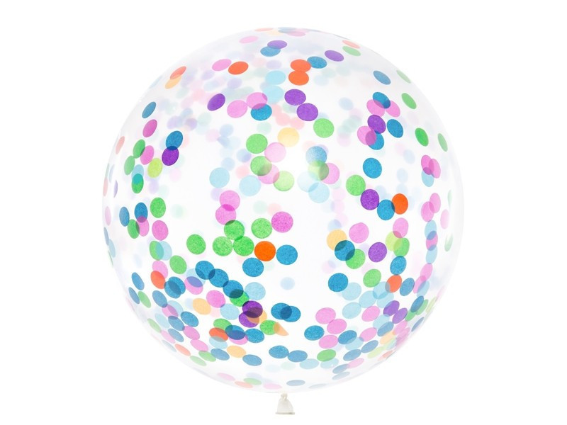 Balon z okrągłym konfetti 1m