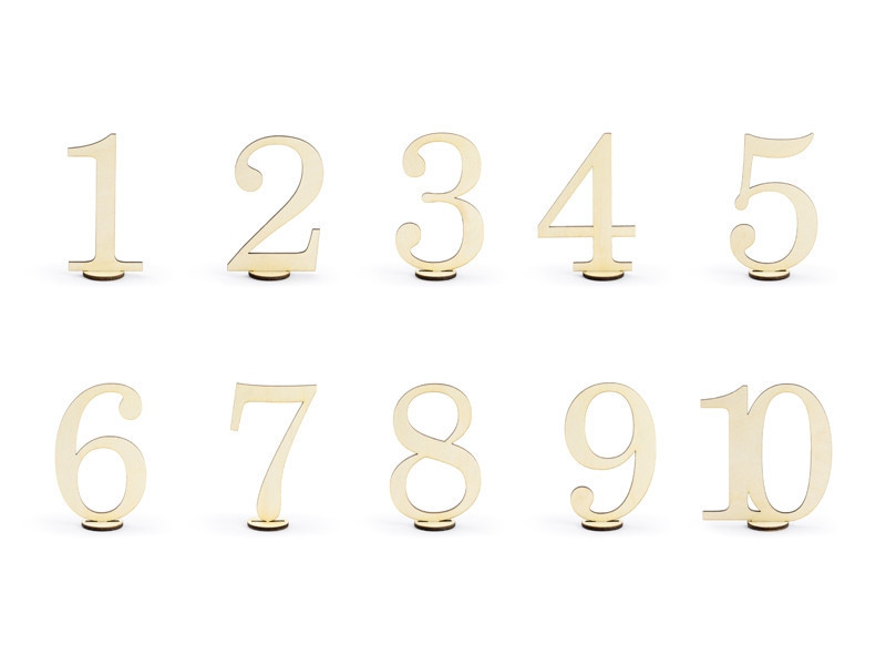 Drewniane numery na stół