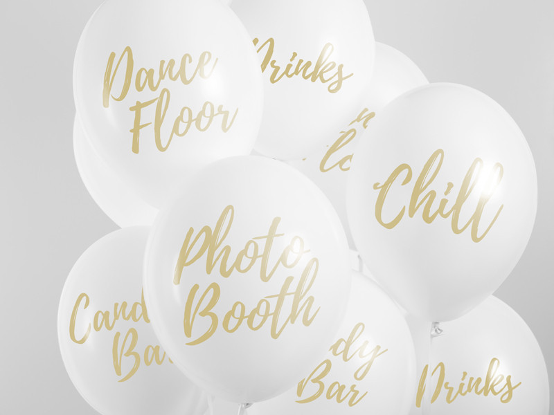 Balony: Candy Bar, Chill, Dance Floor, Drinks, Photo Booth, Pastel Pure White