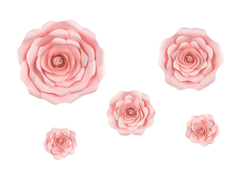 Kwiaty papierowe duże na tło mix, różowy